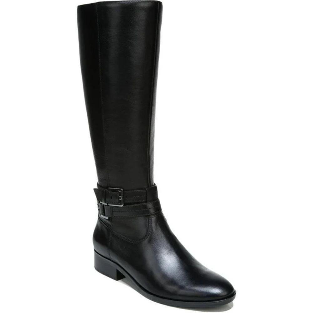 Naturalizer Women's Reid Leather Wide Calf Knee High Boots Black 9M